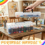 Geelin Clear Paint Storage Box and Paint Brush Storage Box Set, 30 Bottles - Image 3