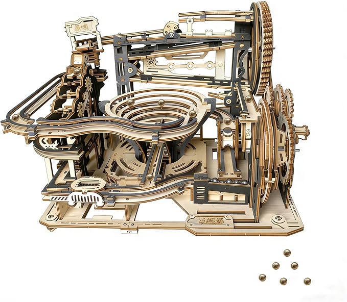 3D Wooden Puzzles for Adults Wood Marble Run DIY Model Kit Mechanical Craft Kit by auryee