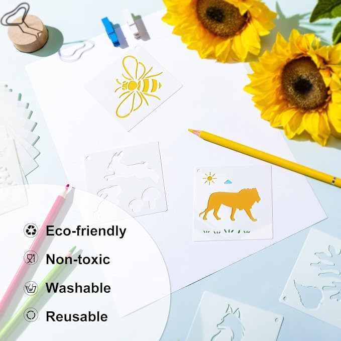 Marspark 66 Pcs Small Stencils for Crafts Reusable 3 Inch Stencils for Painting - Image 7