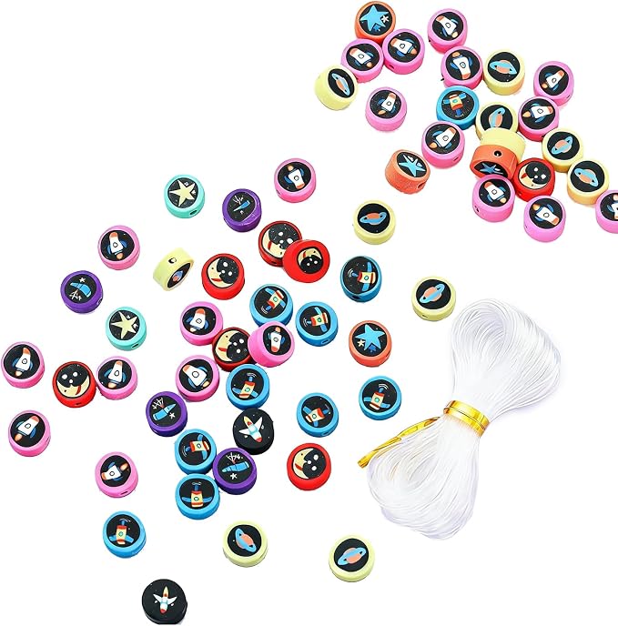 100pcs Outer Space Polymer Clay 10mm Spacer Beads by LUBINGSHINE