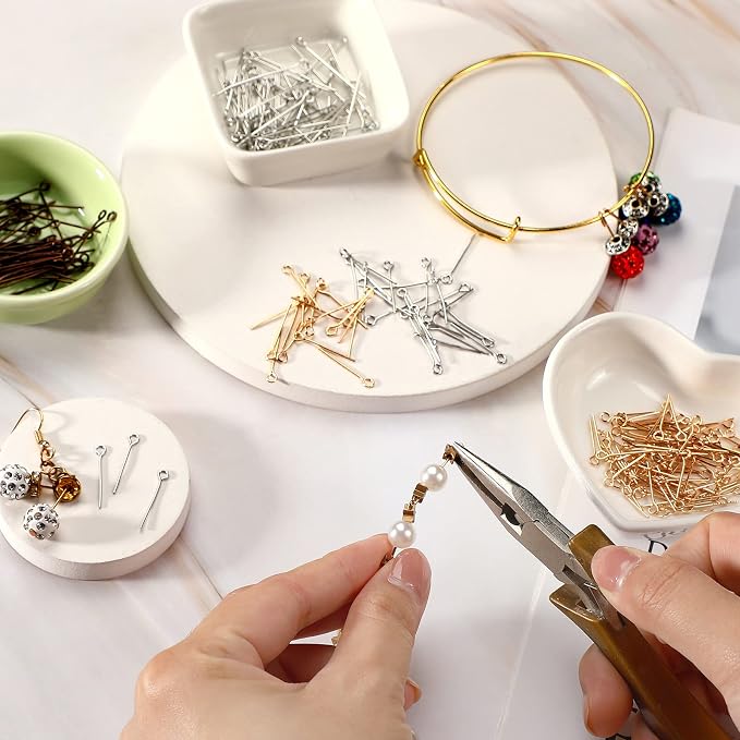 Junkin 1400 Pcs Eye Pins Mix Jewelry Findings 0.63 * 0.79 * 1.18 in Open Eye - Image 3