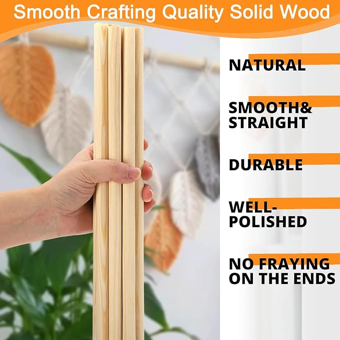 Yaliuliu 3/8 x 15 Wooden Dowel Rods 20PCS Round Wood Dowels - Image 3