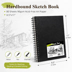 Conda 8.5"x11" Hardbound Sketch Book, 80-Sheets 90gsm Double-Sided Hardcover - Image 2
