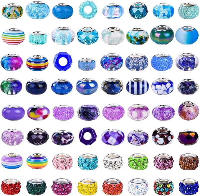 Aipridy Assortment European Large Hole Beads Spacer Beads Rhinestone Craft Beads - Image 3
