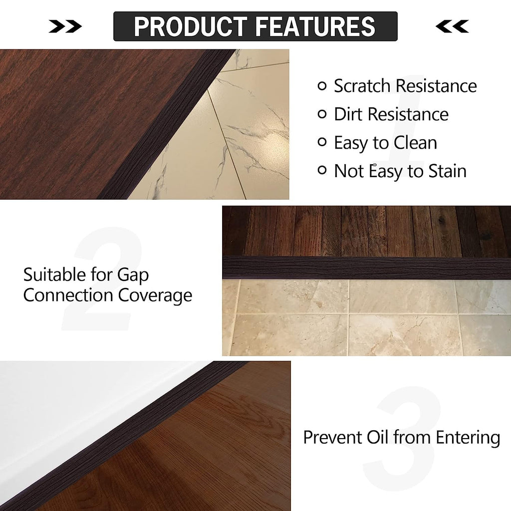 20Ft Floor Transition Strip Self Adhesive Vinyl Cover Floor Strip Flat Divider Transition Strip Wood Grain Design for Laminate Floor Gaps and Doorway Transitions (20Ft x 2 Inch, Brown)