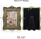 5x7 Vintage Picture Frame, Antique Green and Gold Ornate Photo Frame - Image 5