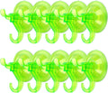 Antimbee Suction Hooks, 10 Pack Reusable Hangers, Removable Small Suction Cups for Shower, Bathroom, Glass, Door, Windows, Kitchen - Up to 11 lbs on Smooth Surface (Transparent Green)