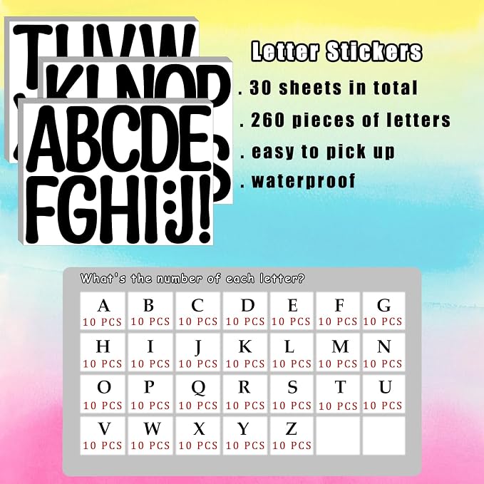 Bemeol 30 Sheets Large Letter Stickers 4 Inch Alphabet Letter Stickers Self - Image 2