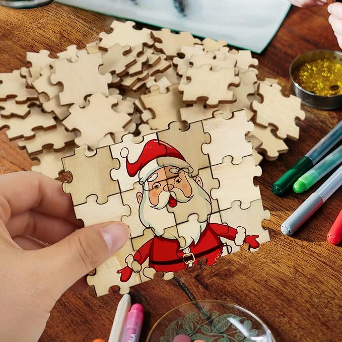 300PCS Blank Puzzles, Freeform Blank Puzzle Pieces Blank Wooden Puzzles DIY - Image 5