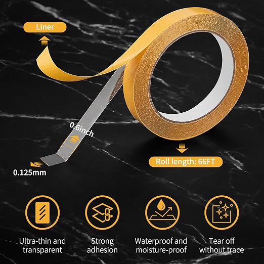 Ultra-Thin Clear Double Sided Tape 0.6Inch X 66Feet Two Sides Sticky Tape - Image 2