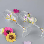 Simcat Handmade Painted Enamel Flower Glass Wine Glasses Transparent Refined - Image 4