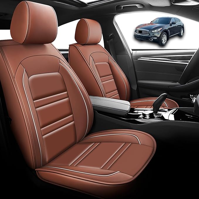 Seat Cover for Infiniti fx35 2003-2012 | Car Seat Covers Front Seats, Waterproof Seat Protectors, Automotive Front Seat Covers (Front Seat, Coffee)