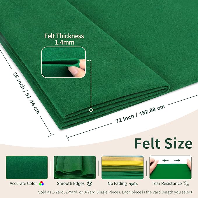 Moss Green Fabric Sheet 72" X 36", 1.4mm Thick Large Soft Durable Flexible - Image 2