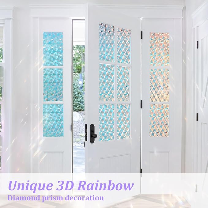 Windimiley Stained Glass Window Privacy Film, Rainbow Clings, 11.8" x 78.7" | - Image 8