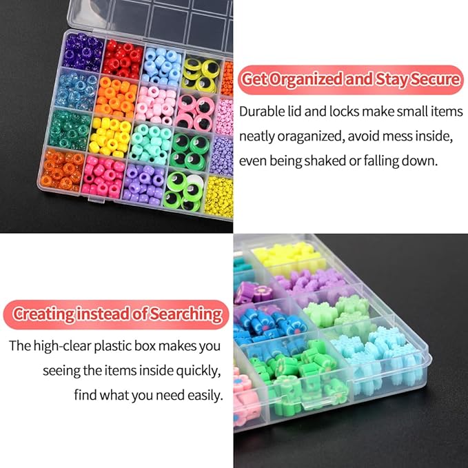 IOOLEEM 42 Grids Plastic Bead Organizer Box, Organizer Container Storage Box - Image 5