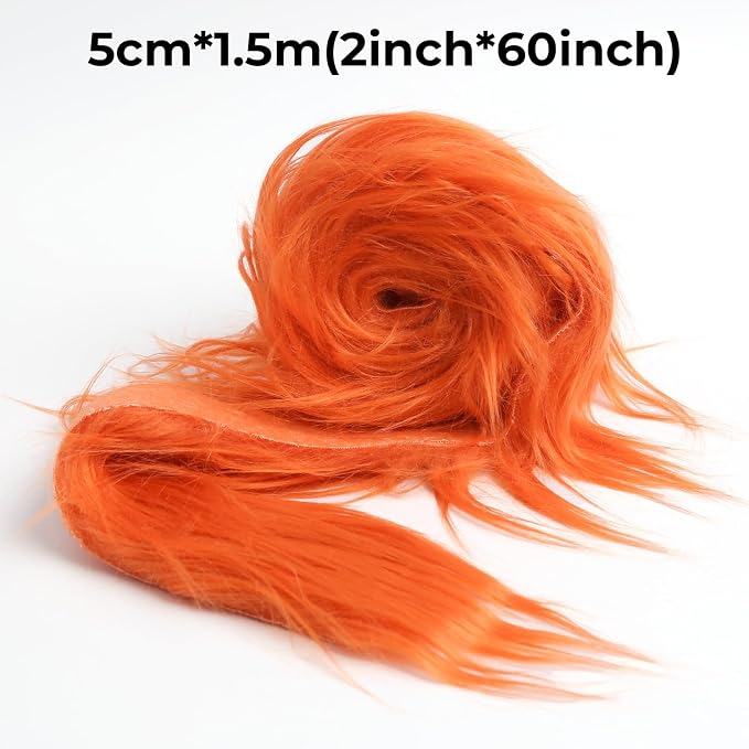Shaggy Plush Faux Fur Fabric Precut Strips Orange Fur Fluffy Fuzzy Craft Fur - Image 2