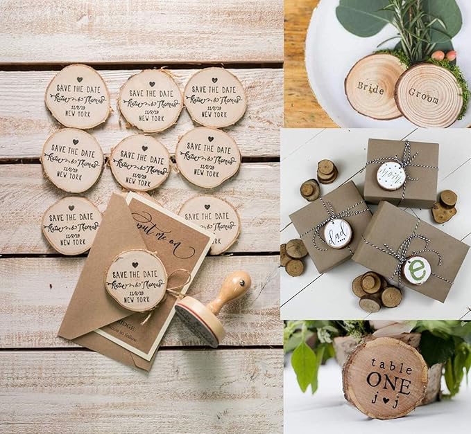 50Pcs Wood Slices for Crafts, 2.4"-2.8" Unfinished Wood Circles for Crafts - Image 6