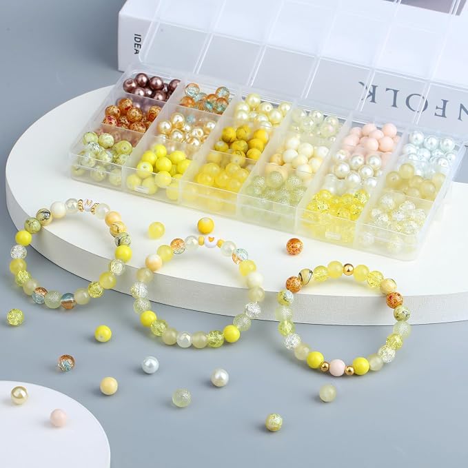 DUQGUHO 8mm Yellow Beads for Jewelry Making Yellow Glass Beads for Crafts - Image 3