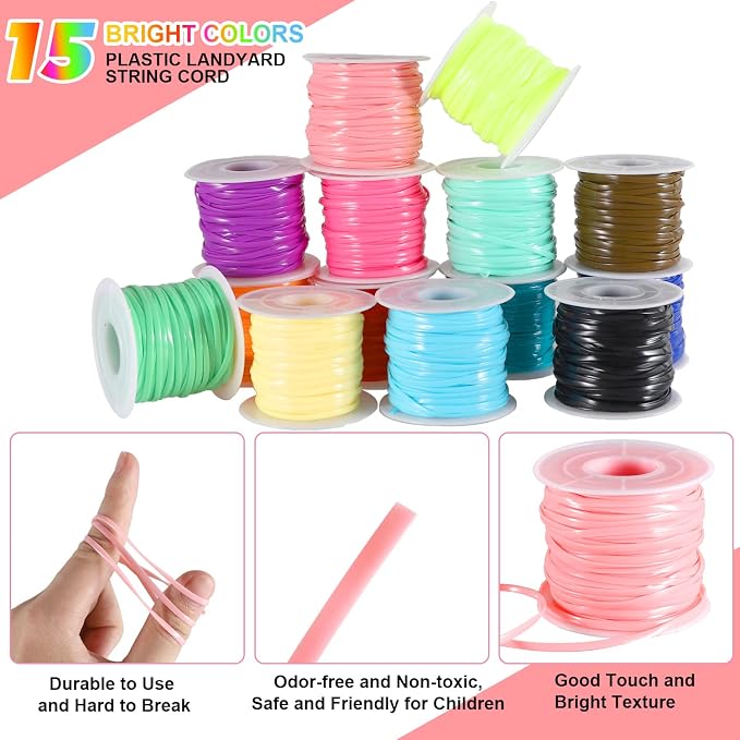KAMJUNTAR Lanyard String, 15 Rolls Gimp String Plastic Lacing Cord Plastic - Image 6