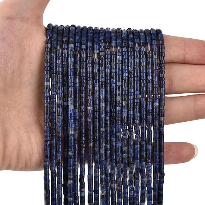 155pcs 3x2mm Natural Blue Sodalite Heishi Disc Rondelle Spacer Stone Semi by LIFAVOVY