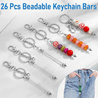 ROADPLUM 26 Pcs Beadable Keychain Bar, Bulk Alloy Blank Beadable Item - Image 5