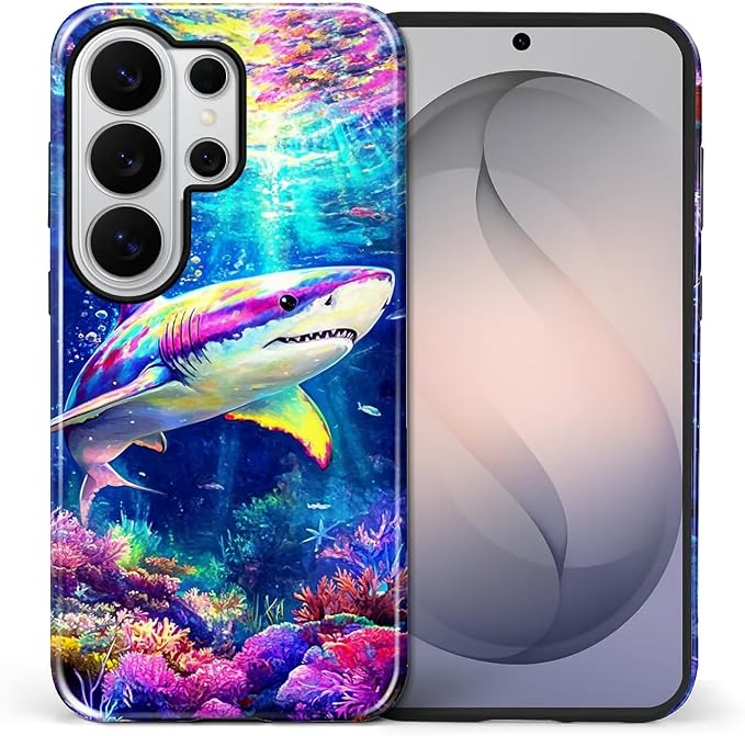 for Samsung Galaxy S26 Ultra Case, Colorful Ocean Sharks Pattern Glossy 2 in 1 - Image 2