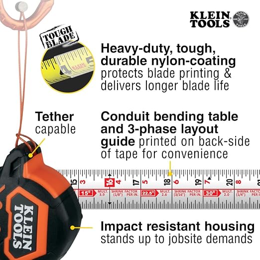 Klein Tools 9225 Tape Measure, Heavy-Duty Measuring Tape - Image 3