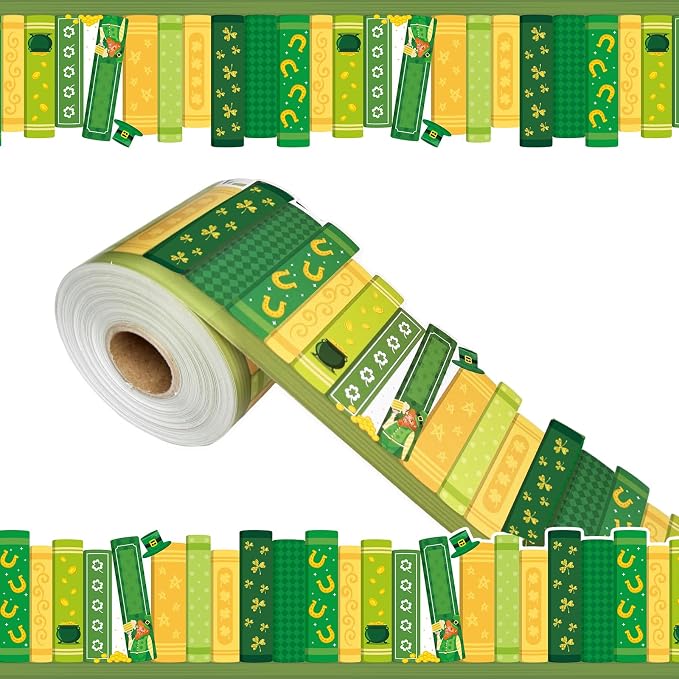 69 Feet St Patricks Day Bulletin Board Decorations Lucky Green Shamrock Clover by WUYUEJXI