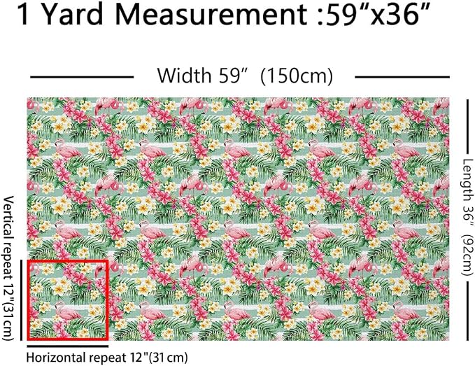 Feelyou Flamingo Upholstery Fabric by The Yard, Tropical Hawaiian Floral - Image 2
