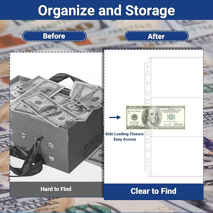 180 Pockets Acid Free Currency Sleeves, 30 Pack Dollar Bill Sleeves - Image 5