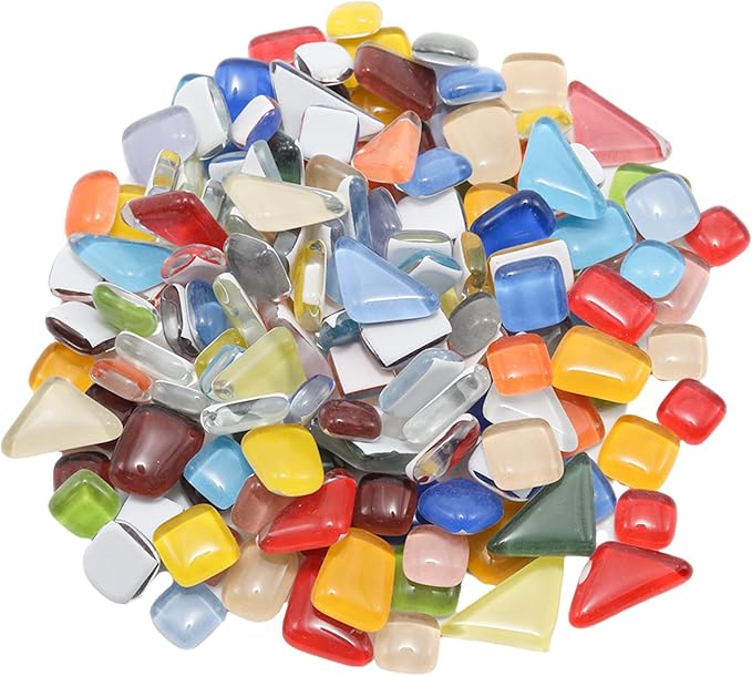 200g Assorted Colors Irregular Crystal Glass Mosaic Tiles, Colorful Glass by Unknown