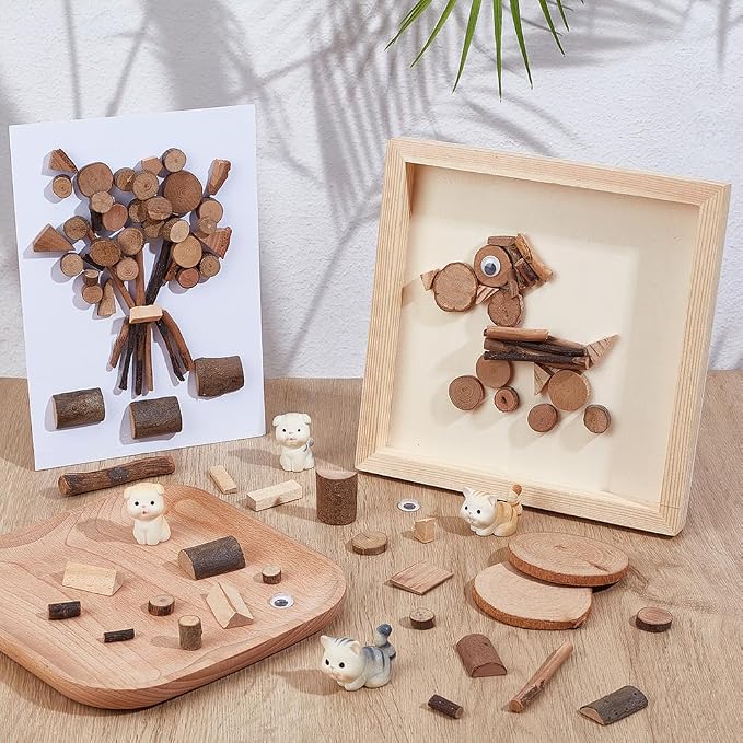 PH PandaHall Wooden Unfinished Craft Kits Natural Wood Slices Wooden Art Paint - Image 4