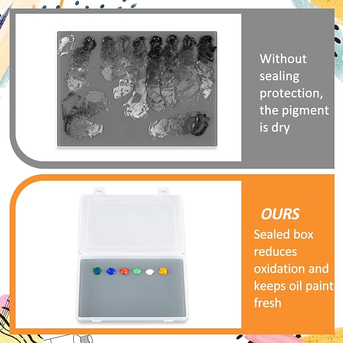 Nuanchu 2 Set Handy Glass Oil Paint Palette, Keeps Paint Fresh - Image 5