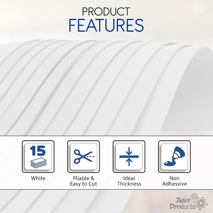 White EVA Foam Sheets for Crafts, 15 Pack, 9 x 12 Inch, 2mm Thickness – Ideal - Image 4