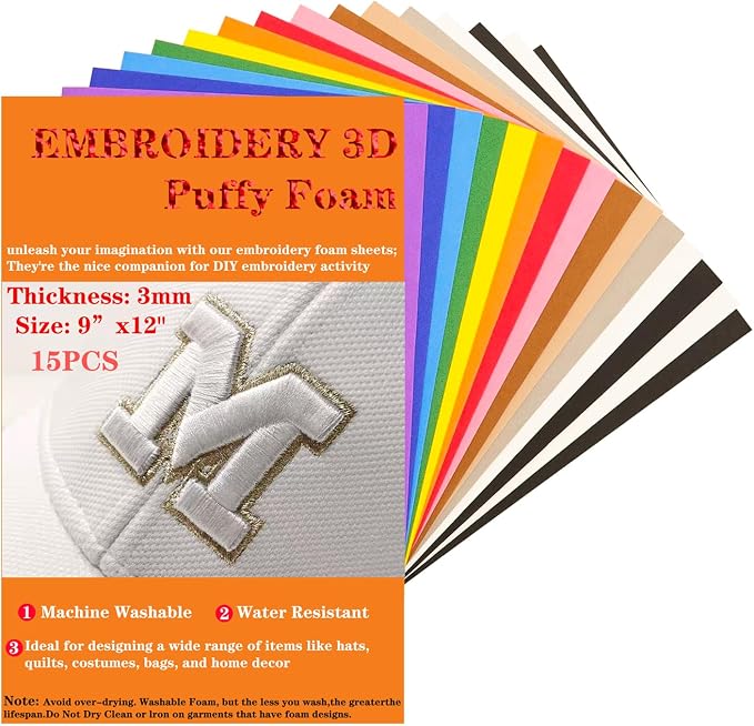 JIYUANCH 15pcs 3mm Embroidery Foam by Unknown