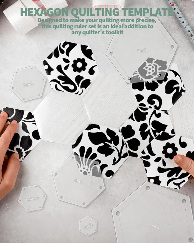 6 PCS Hexagon Templates Quilting 1", Acrylic Quilting Templates - Image 4