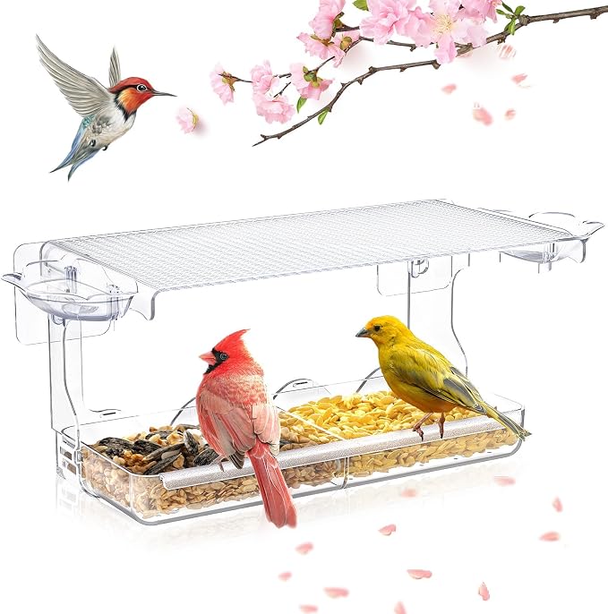 SUNALLY Window Bird Feeder for Outdoors, Outside Hummingbird, Finch Bird by SUNALLY