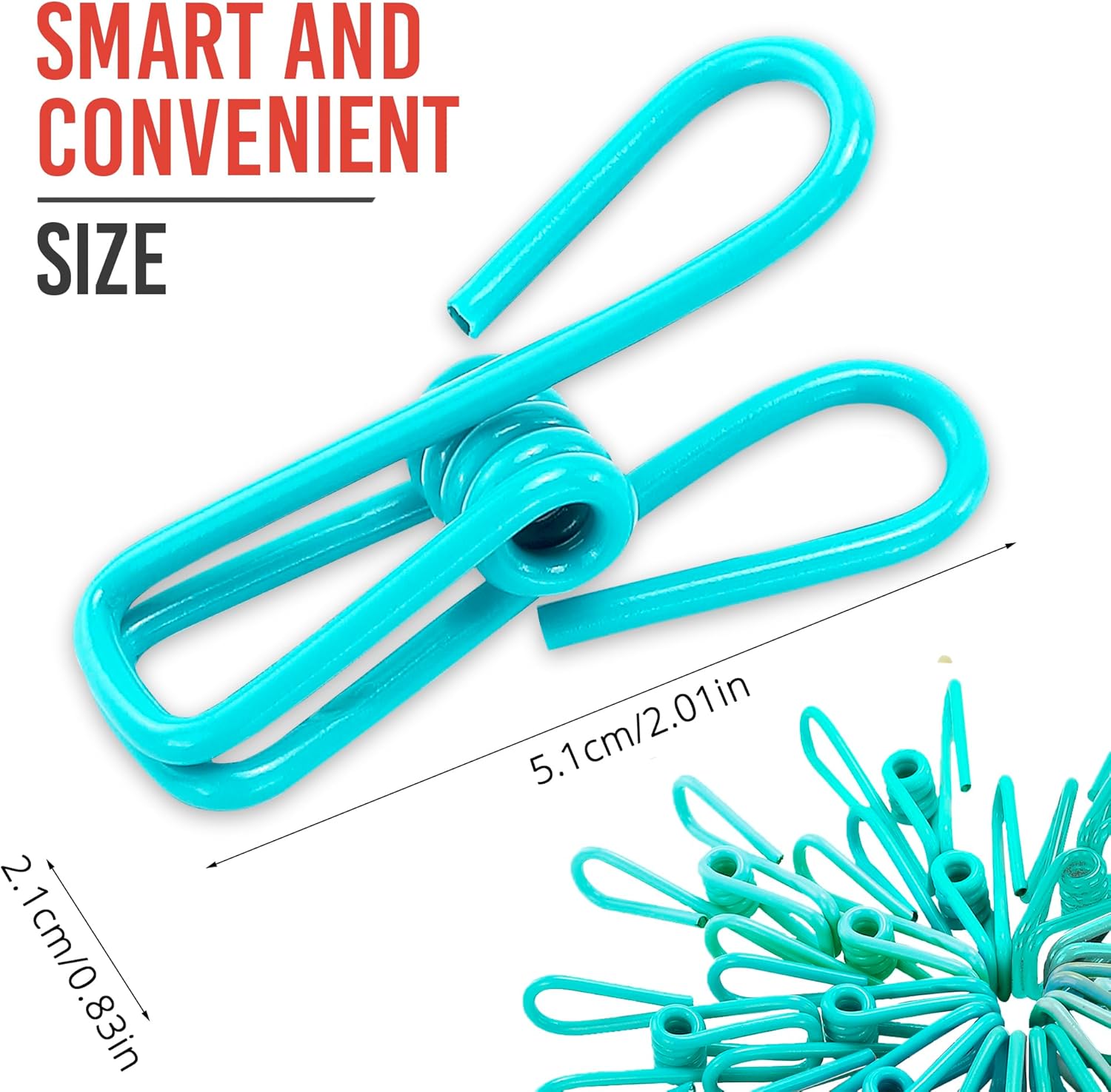 30 Pack Blue Chip Bag Clips for Food - PVC 2 Inch Coated Sealer for Sealing Food - Paper Holder, Clothesline Clip for Laundry Hanging, Kitchen Bags, Multipurpose Clothes Pins