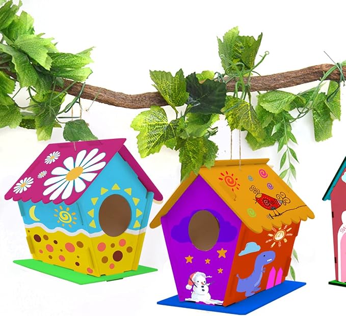 hapray 12 Pack Bird House Kit, DIY Birdhouse Kits, Wooden Crafts Arts - Image 7