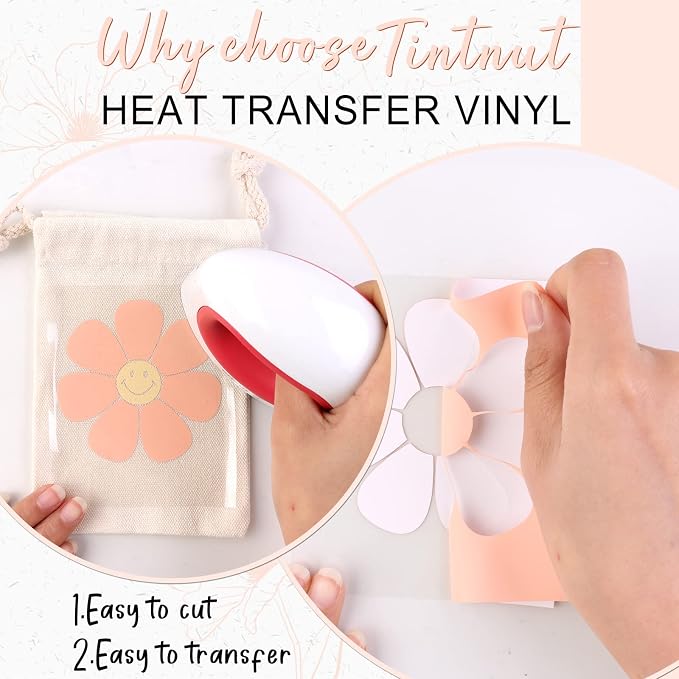 Tintnut Peach Heat Transfer Vinyl, 10inx6ft Iron on Vinyl | Neutral boho PU HTV - Image 3