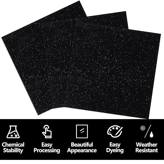 3 Pcs Glitter Black Glossy Acrylic Sheets, 7.87 x 7.87 x 0.1 Inch Laser Cutting - Image 4