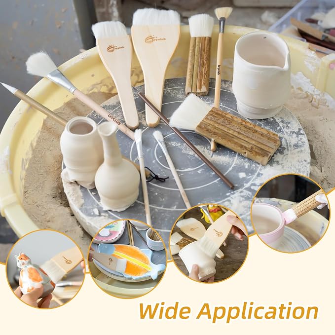 Pottery Glaze Brushes, Different Shape Wool Soft Bristle - Image 8