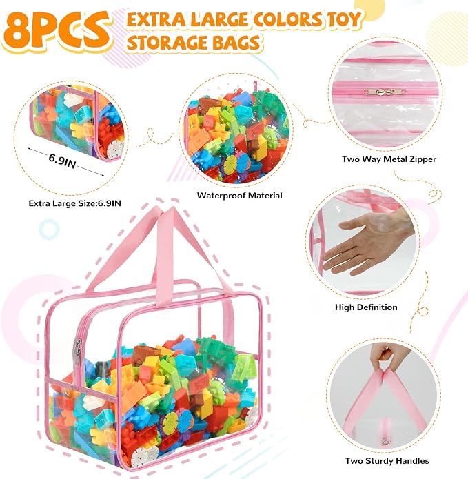 8 Packs Widen X-Large Toy Storage Bags 12.6×9.25×6.9In - Image 3