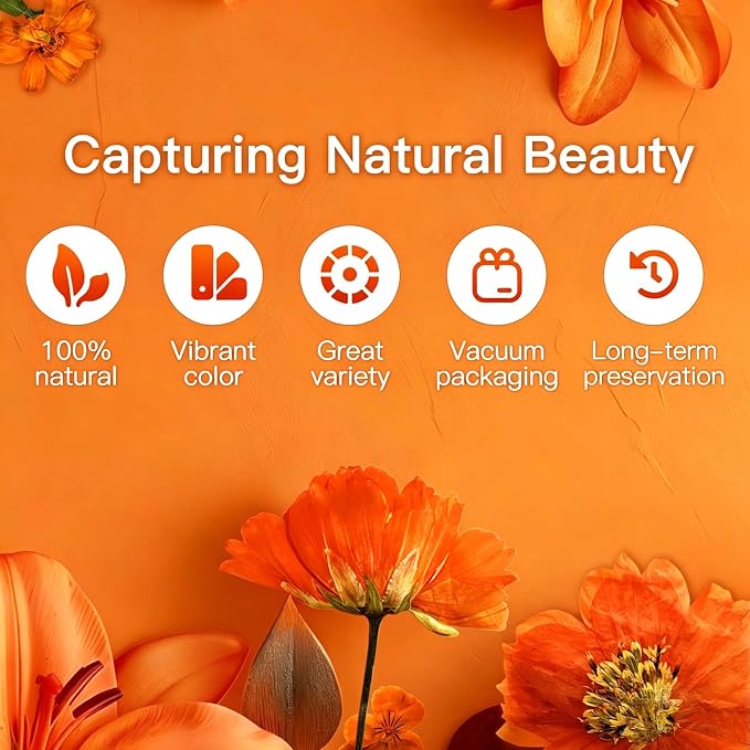Orange Pressed Flowers, Authentic Natural Flowers, Resin Jewelry Craftsmanship - Image 3