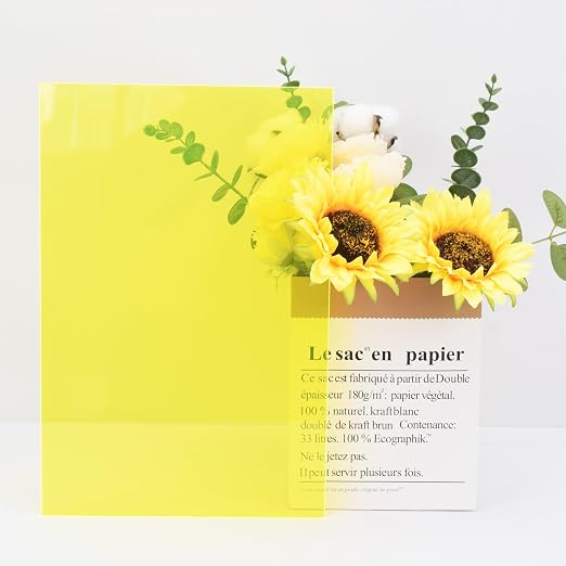 6 PCS Transparent Fluorescent Yellow Cast Acrylic Sheets 8" x 12" x 0.118" - Image 2