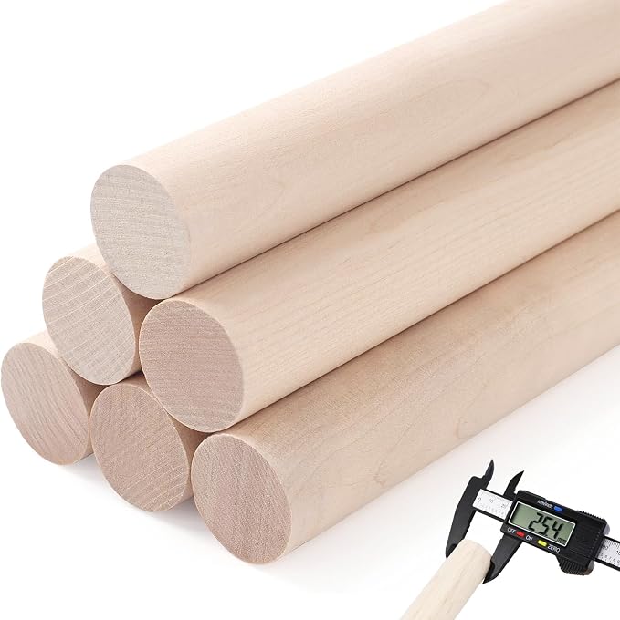 Yaliuliu 6PCS Dowel Rods Wood Sticks, 1x12 Inch Unfinished Round Wooden by Yaliuliu