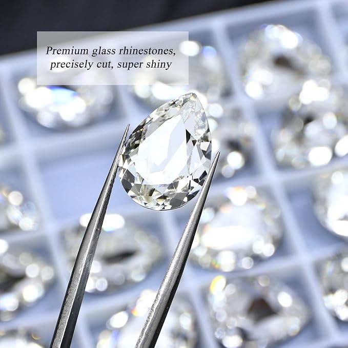 24Pcs Point Back Glass Rhinestones, 18 * 13MM Drop Shape Faceted Rhinestones - Image 3