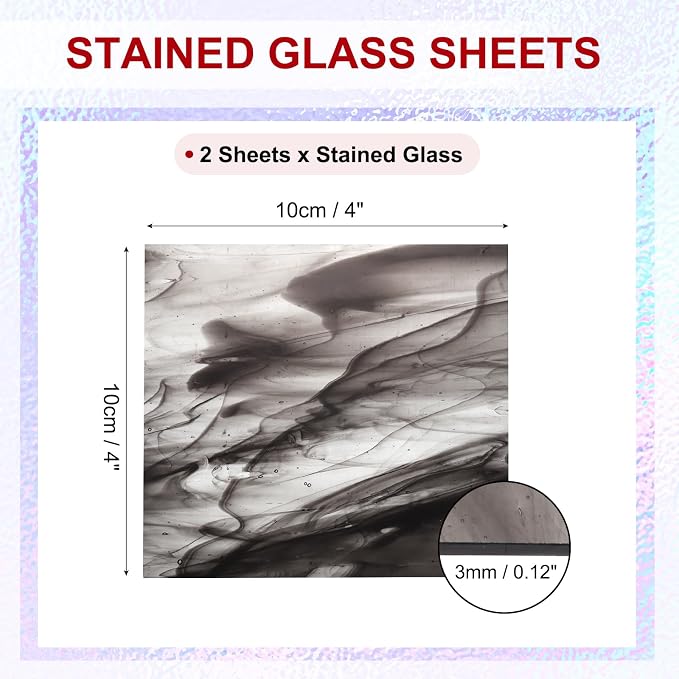 PATIKIL 4 x 4 Inch Transparent Stained Glass Sheets, 2 Sheets Mosaic Glass - Image 2