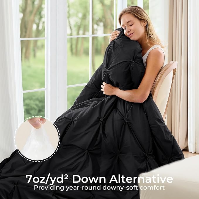 Sasttie Twin Comforter Set, 5-Piece Bed in a Bag, Pintuck Bedding Sets - Image 2