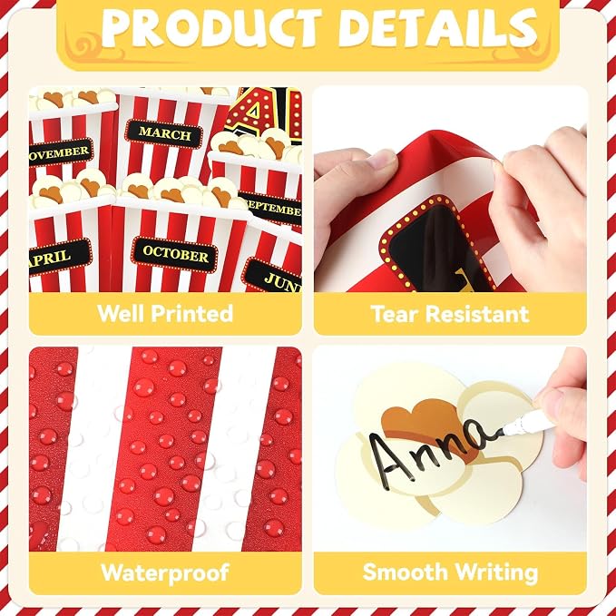Loneliness 66PCS Popcorn Birthday Bulletin Board Set Classroom Decorations - Image 3